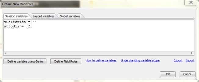 DefineVariableForm for Reader