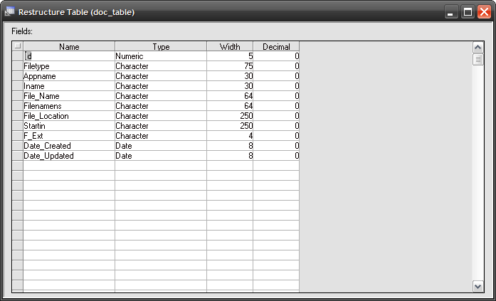 Doc Table Structure