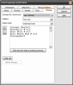 User defined radio choice