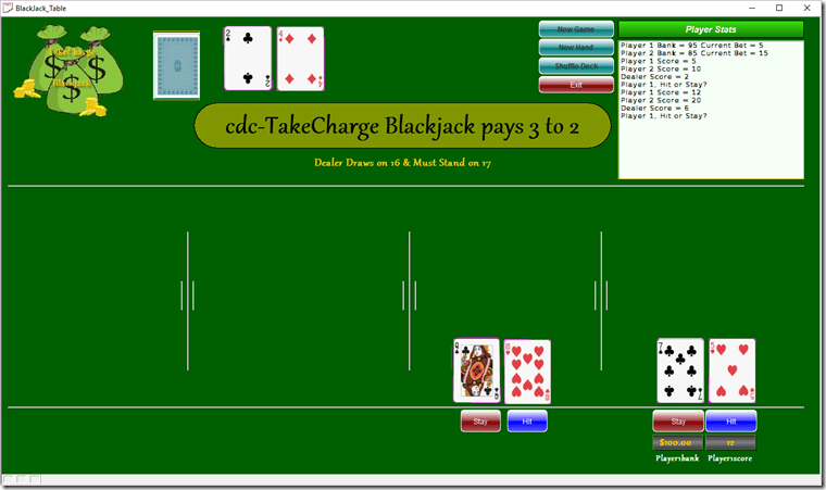 BlackJackControls Initial deal