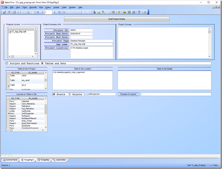 Project Mgr form View -01