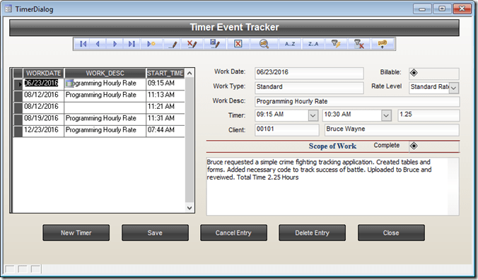 Timer event tracker